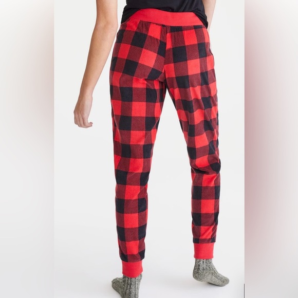 Aeropostale Red Black Buffalo Plaid Cozy Festive Sleep Joggers Size Small Lounge - Picture 3 of 9